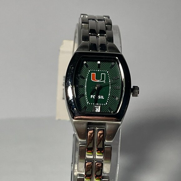 Miami Hurricanes NCAA Stainless-Steel Bracelet Watch by Fossil !!NEW!! (RARE) Ja - Picture 2 of 10